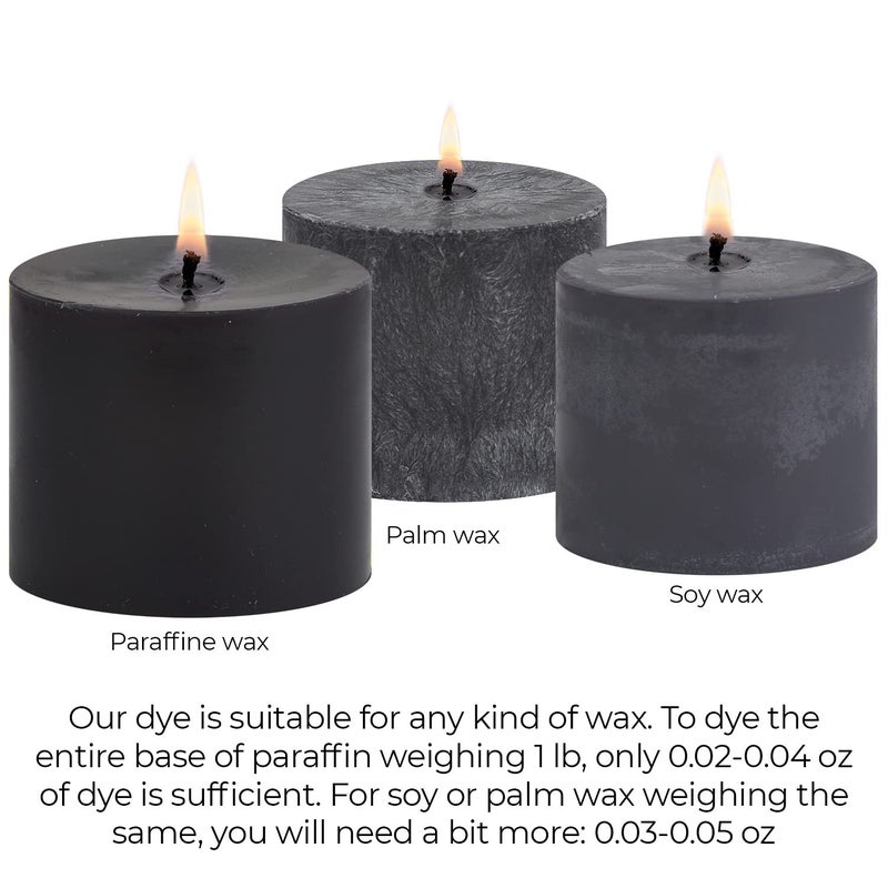 Candle Shop صبغة شمعة سوداء 2 أونصة لصنع الشموع من الصويا - صبغات شمع الشموع عالية التركيز - رقائق صبغة ملونة مميزة لمتجر الشموع للصويا، شمع النحل، البارافين - Image 5